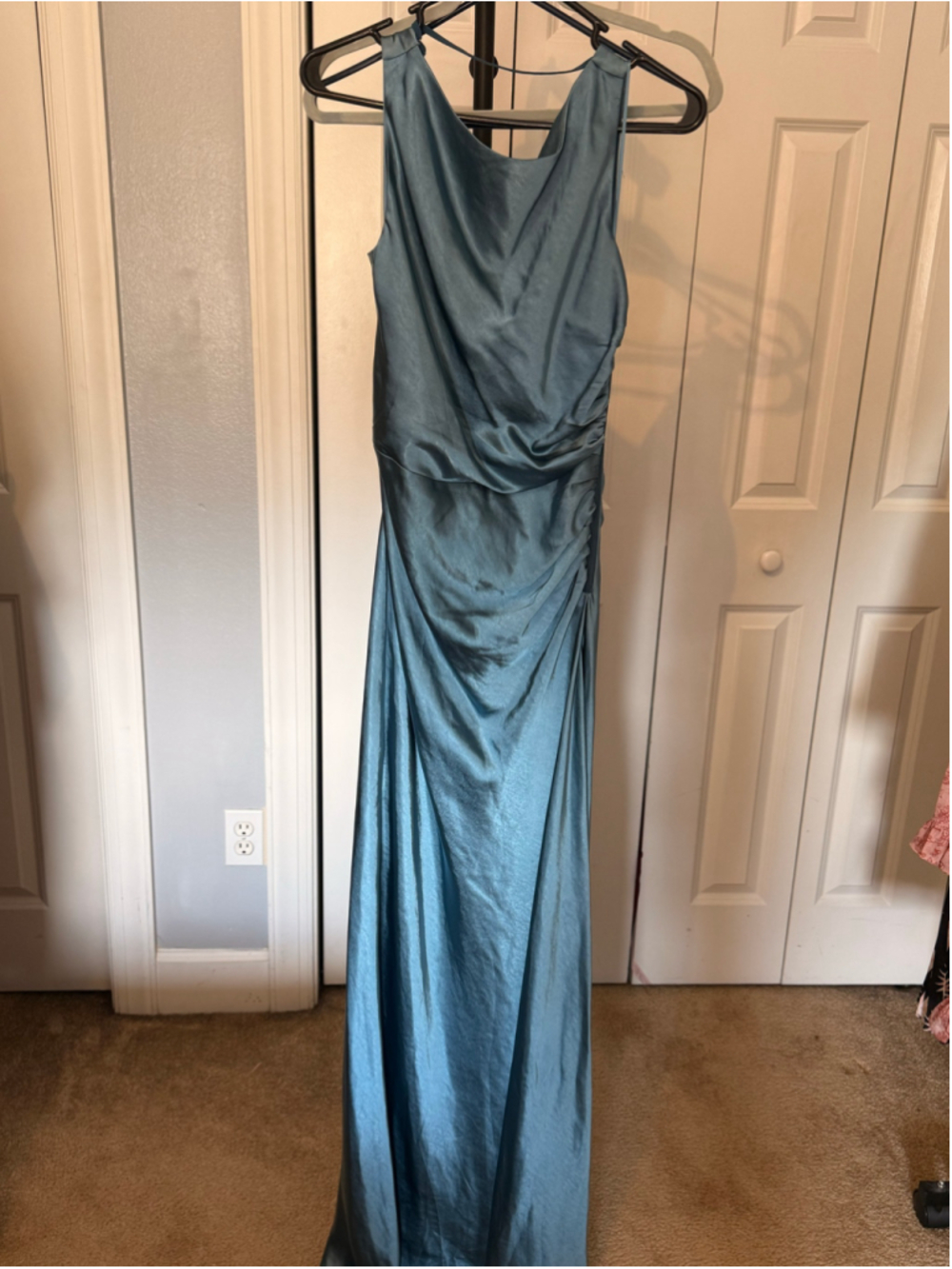 Women's Lucy Paris Satin Maxi Dress Blue Size S - Picture 6 of 16